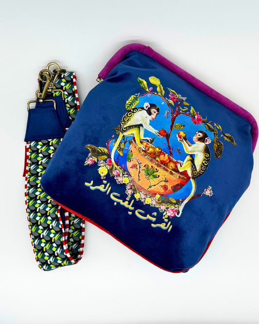 Velvet Clutch The Monkey Blue