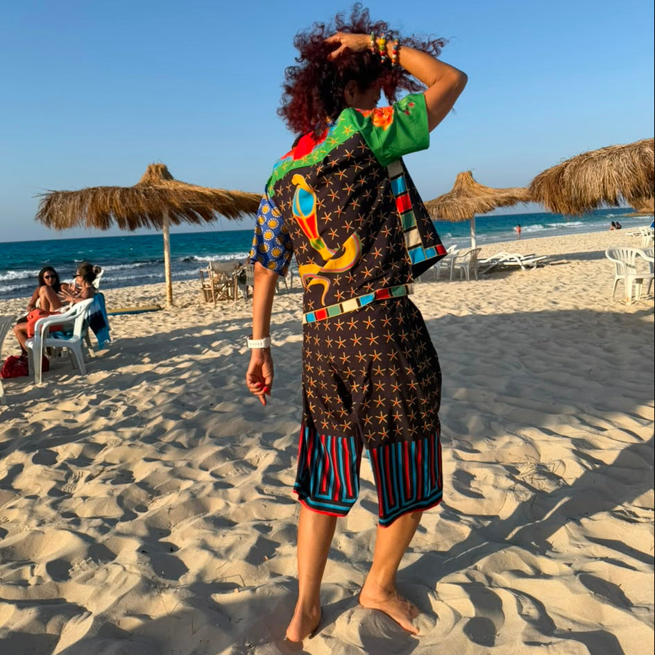 Egyptomania Set of shirt and shorts in black - back