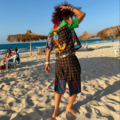 Egyptomania Set of shirt and shorts in black - back